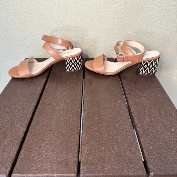 NINE WEST Wrap Patterned Raffia Block Heel Sandals - 8 - Picture 4 of 8